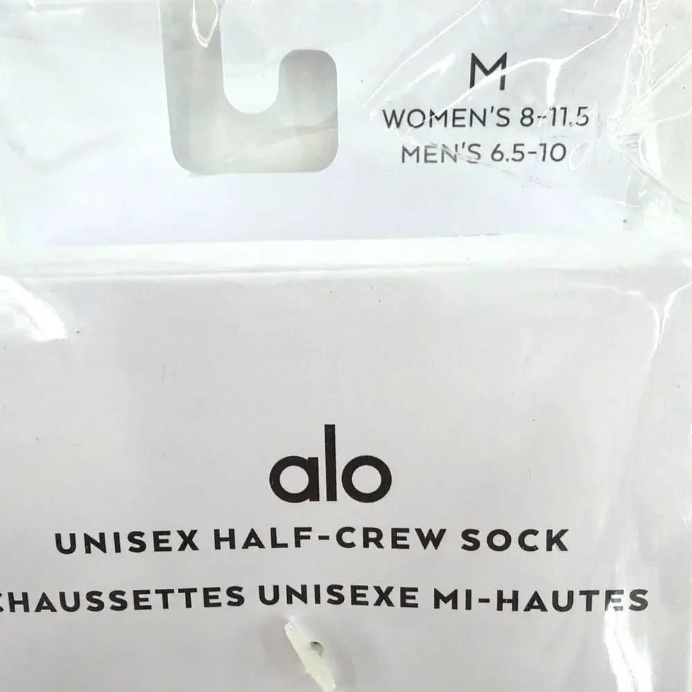 Alo Yoga Unisex Athletic Heather Gray White Half-Crew Throwback Socks Size M